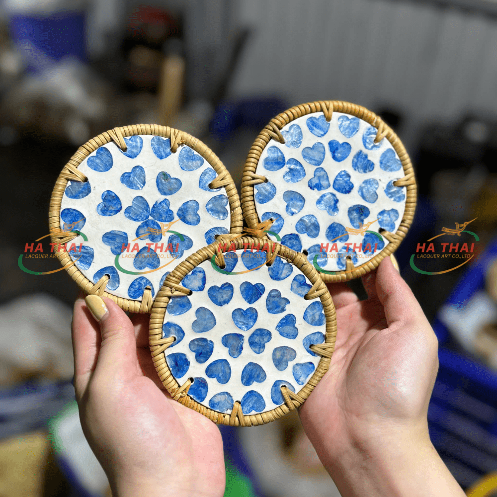 Wholesale Small Coasters Blue Heart Pattern (HC016)
