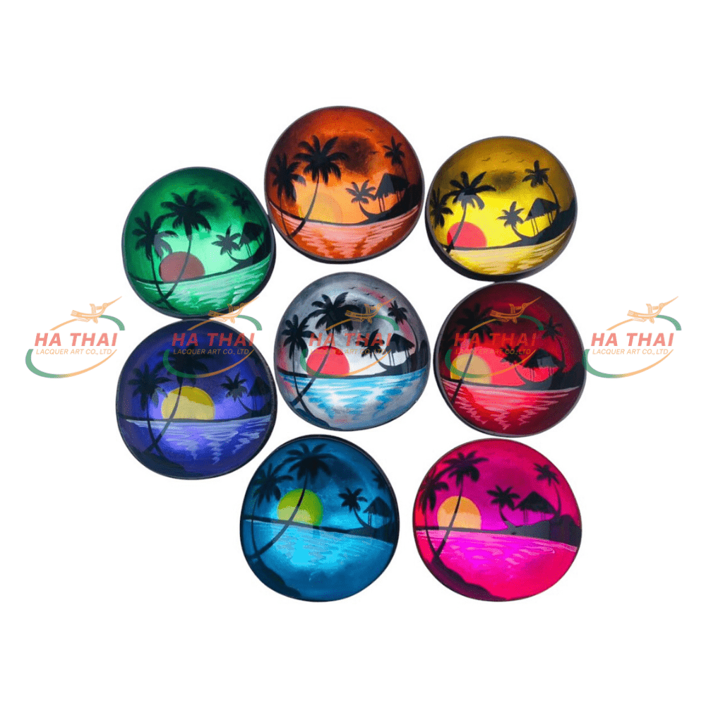 Coconut Bowl Decorating Sea Island Landscape (CB017)