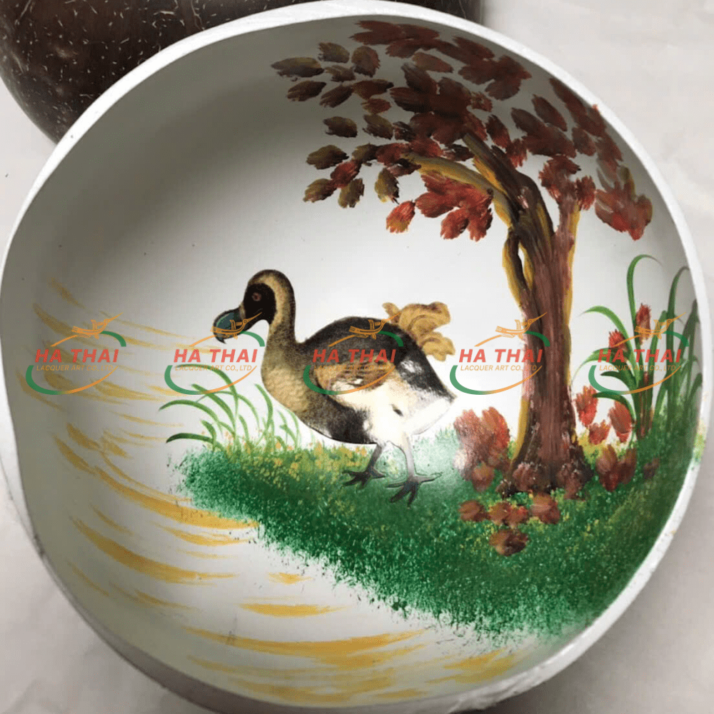 Hand-Painted Dodo Duck & Autumn Tree Bowl - CB03