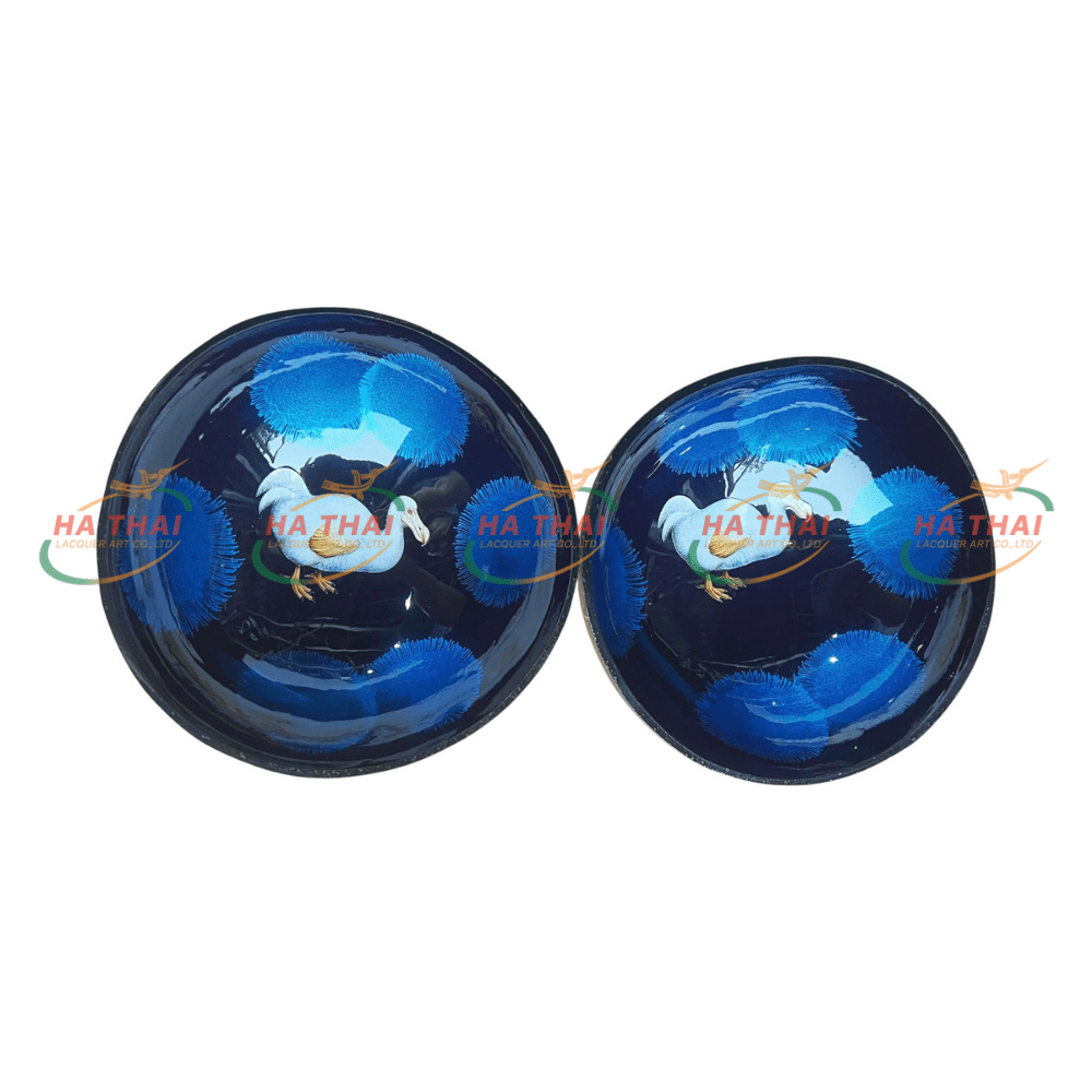 Wholesale coconut bowl with dodo duck and splash flower scene (CB031)