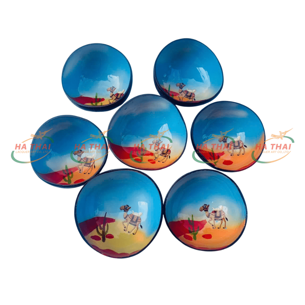 Coconut Bowl with Desert Camel Design (CB049)