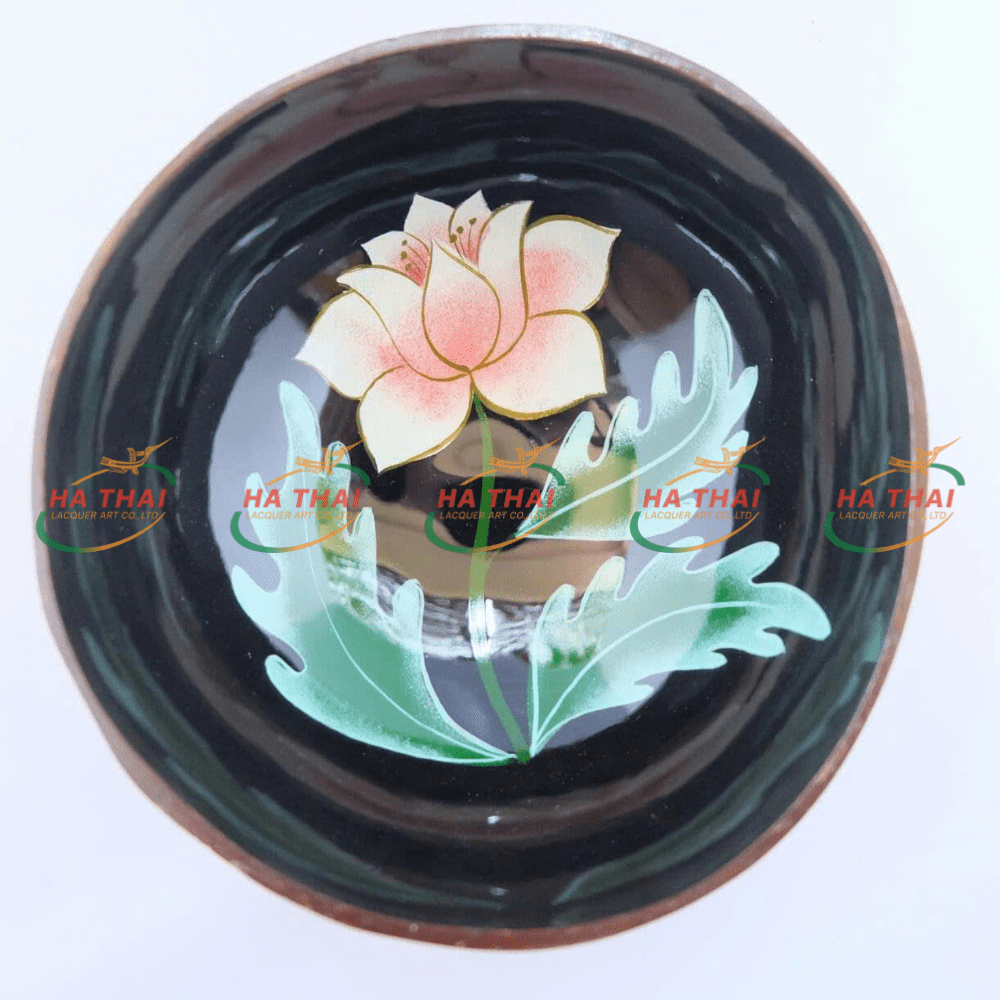 Lotus Flower Lacquer Coconut Bowl - CB07