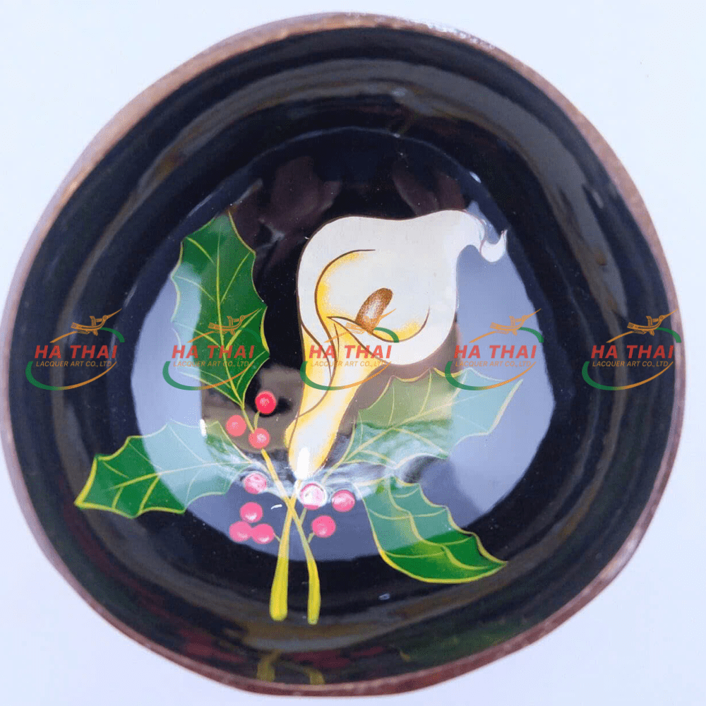 Calla Lily Lacquer Coconut Bowl - CB08