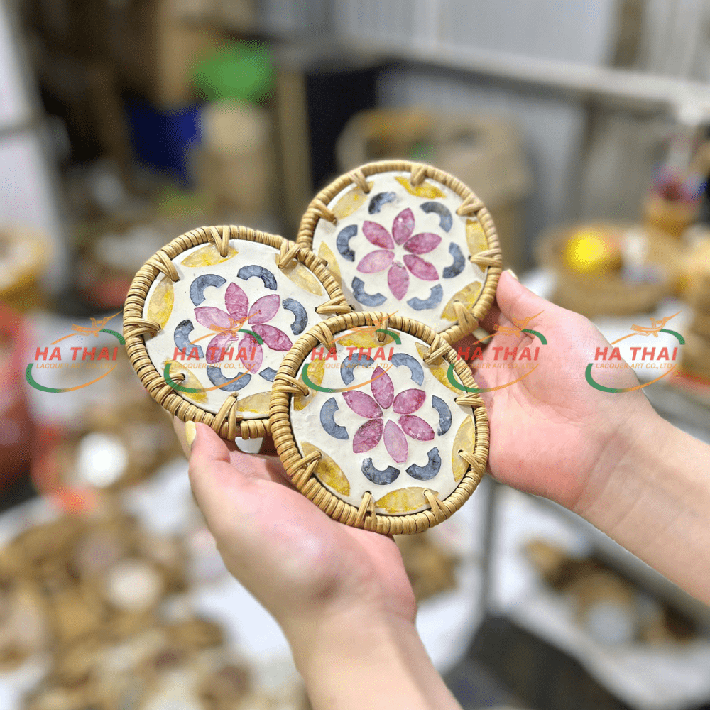 Artistic Rose Mother-of-Pearl Coaster - HC10