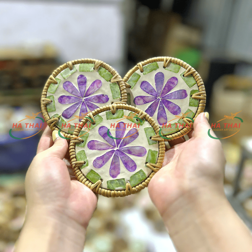 Purple Flower Mother-of-Pearl Coaster - HC08