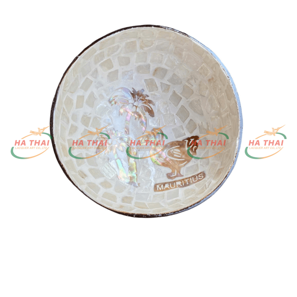 Mauritius Dodo & Palm Inlay Coconut Bowl - MCB06