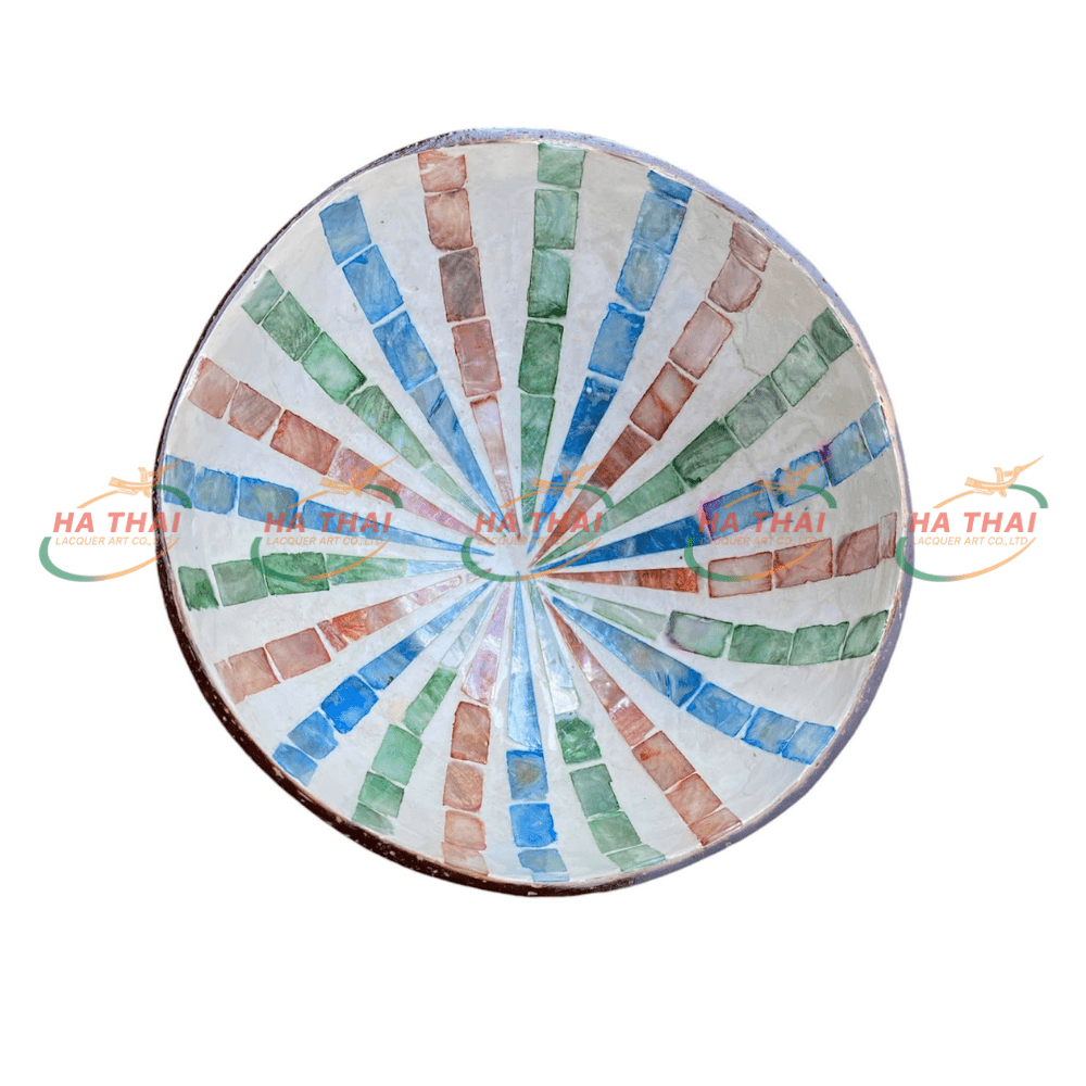 Colorful Rays Inlaid Mother-of-Pearl Coconut Bowl - MCB15