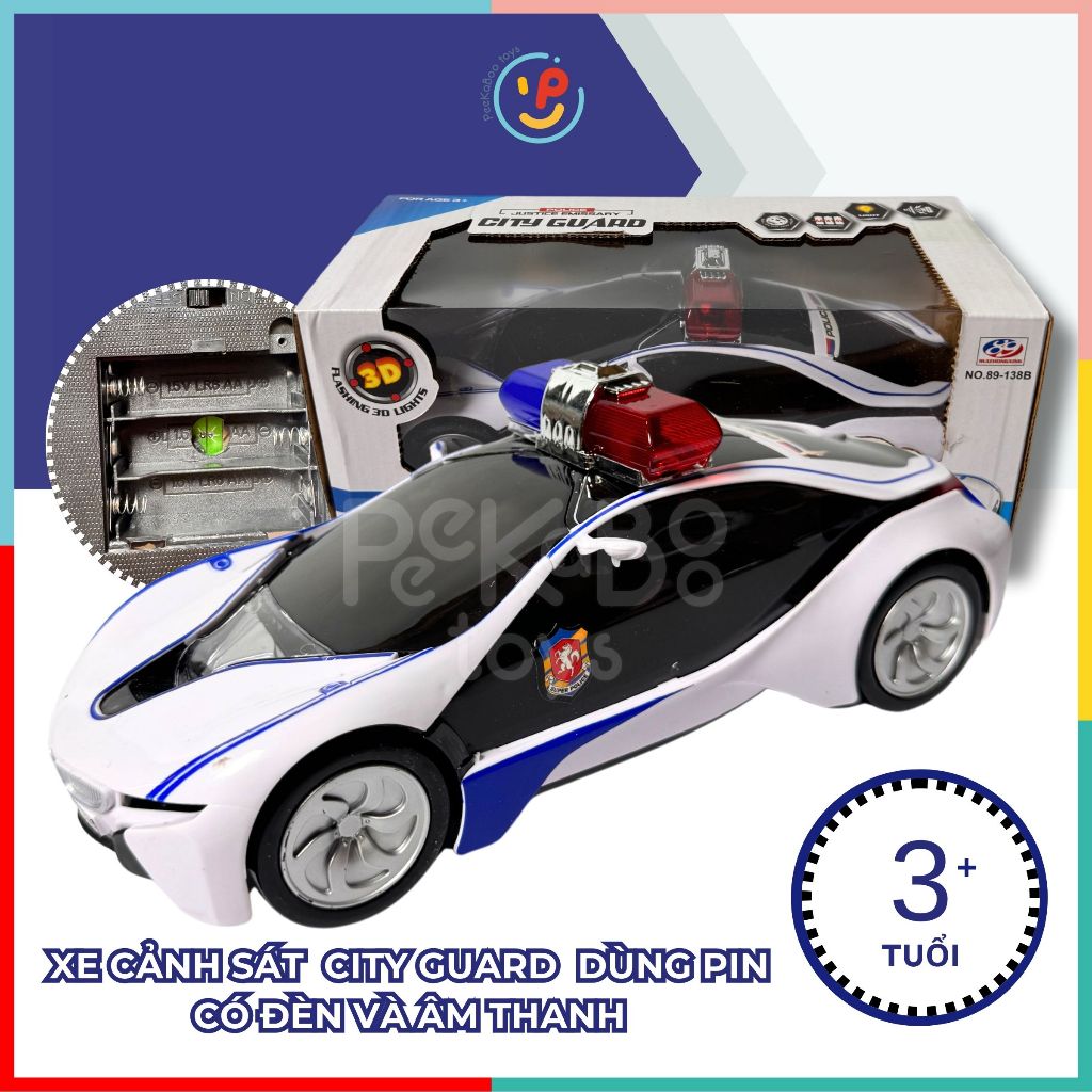 Đồ chơi xe cảnh sát City Guard có ĐÈN và ÂM THANH 89-138B PeeKaPaw Toys