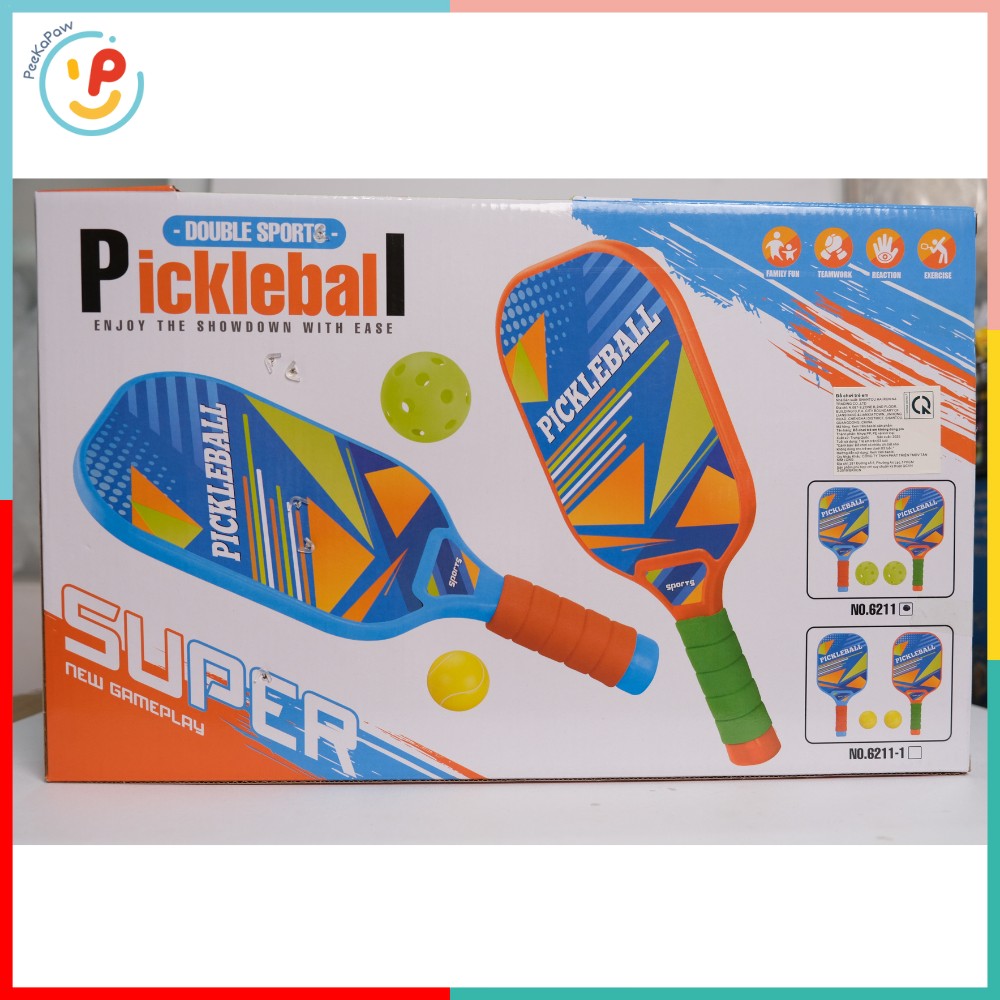 Hộp Vợt Pickleball 2 Vợt 2 Bóng 6211 PeeKaPaw Toys