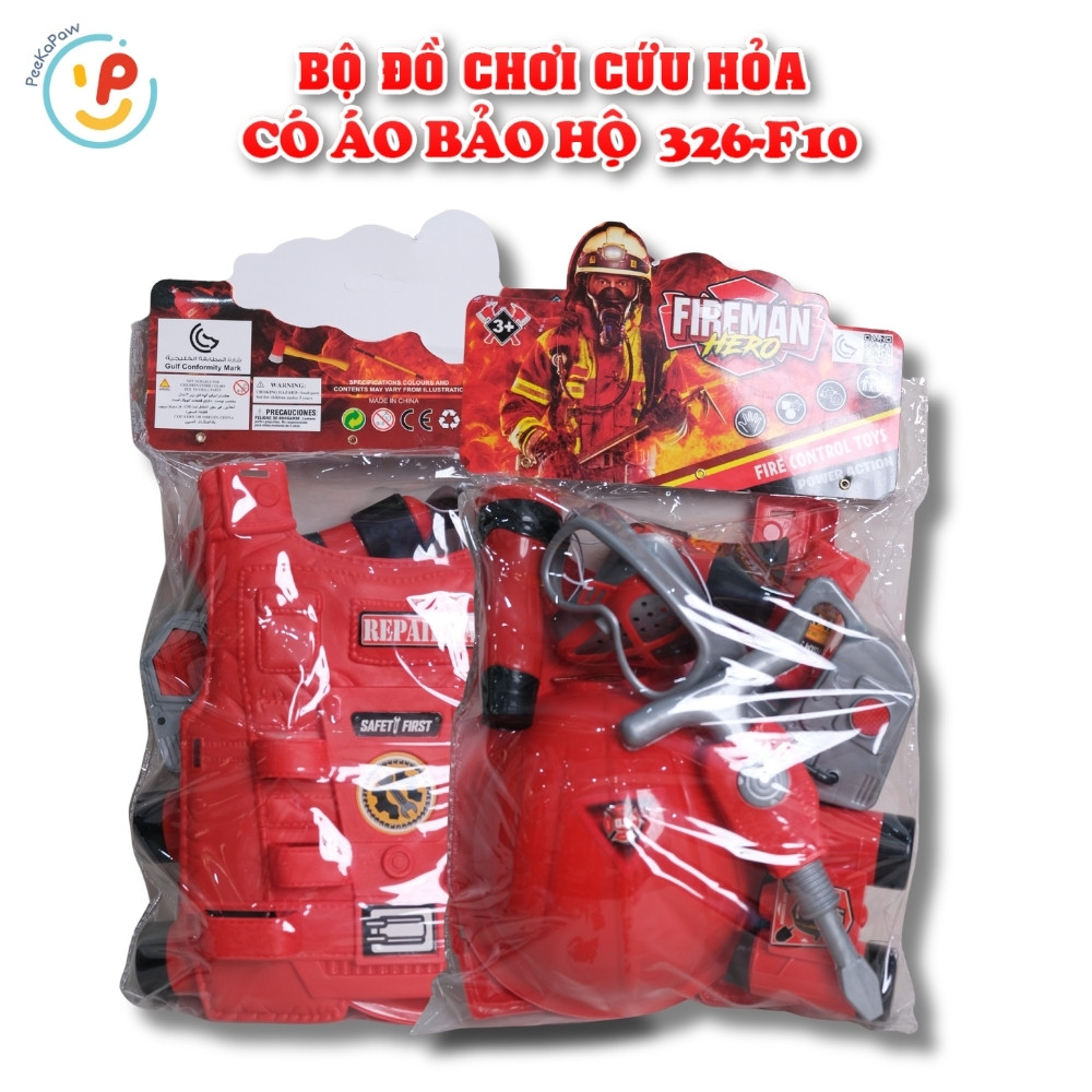 Bộ đồ chơi dụng cụ lính cứu hoả có áo bảo hộ cho bé 326-F10 PeeKaPaw Toys