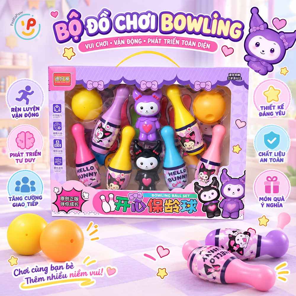 Hộp đồ chơi thể thao Bowling Kuromi 1688-29 PeeKaPaw Toys