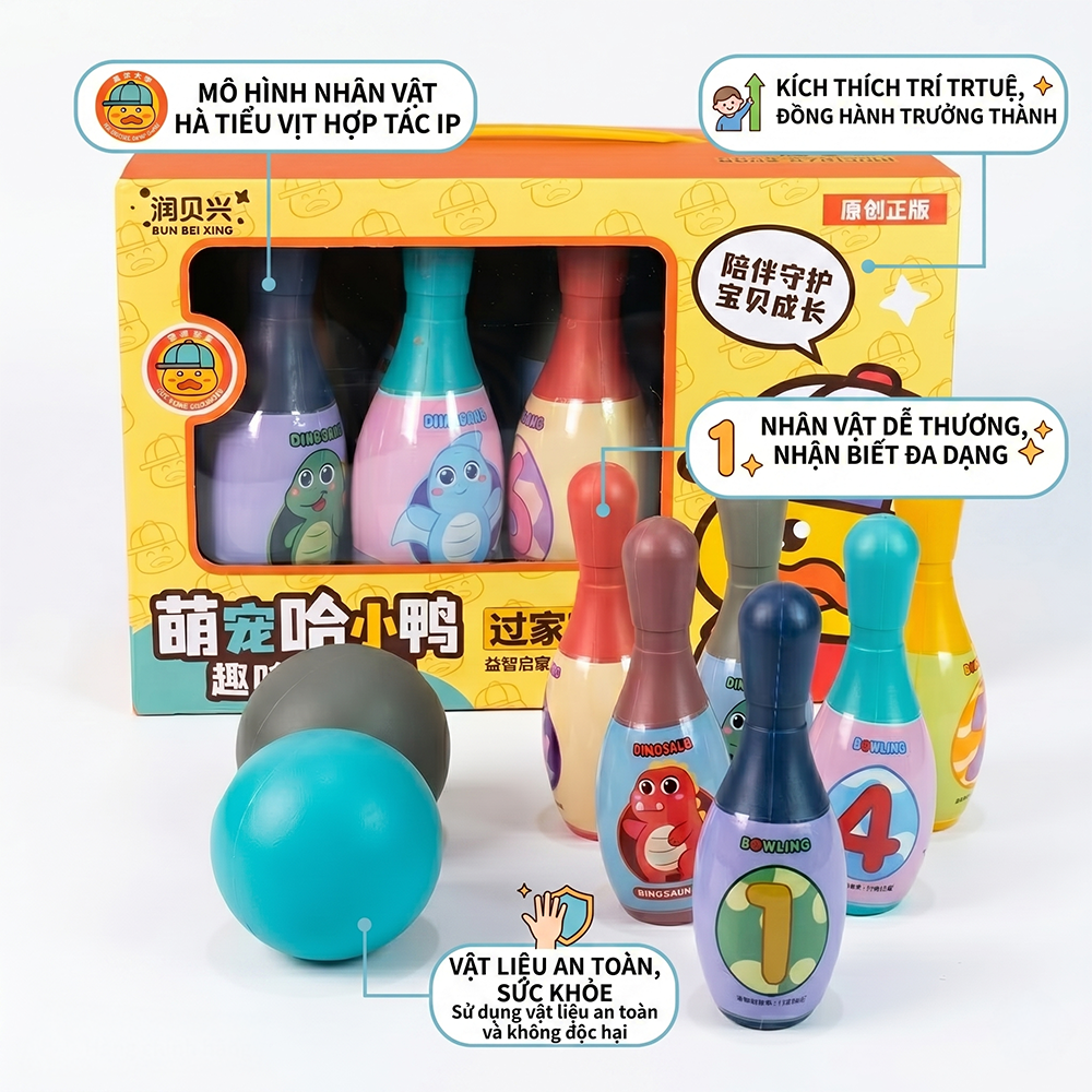 Hộp Bowling Vịt Vàng Mini Cho Bé 388-173 Đồ Chơi Vận Động PeeKaPaw Toys
