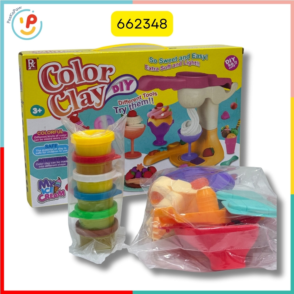 Đất sét đồ chơi máy làm kem DIY bộ nặn đất sét nhiều màu an toàn PeeKaPaw Toys
