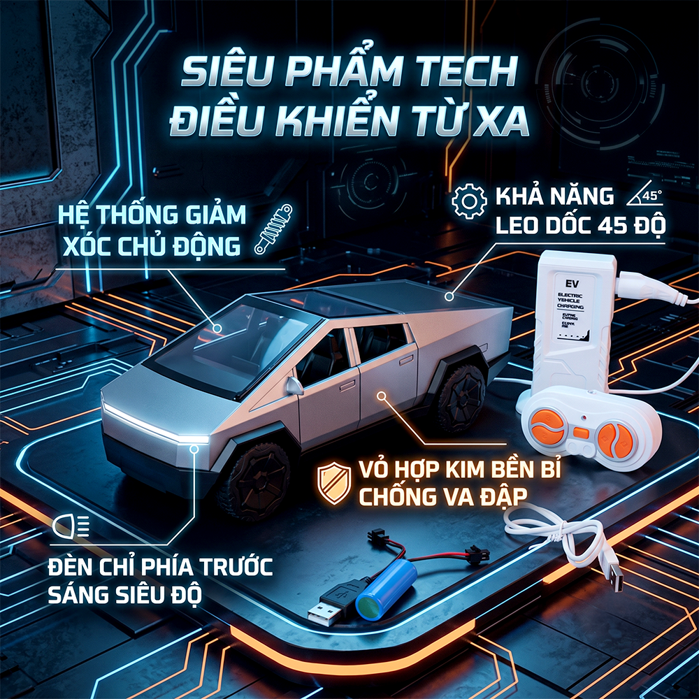 Xe Tesla điều khiển pin sạc có trạm sạc USB 158-8 PeeKaPaw Toys