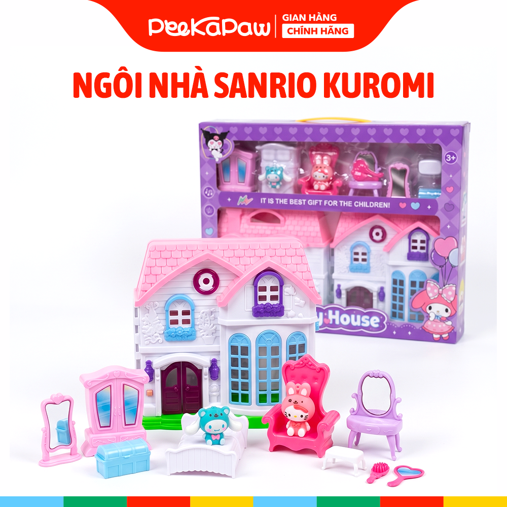 Ngôi nhà gia đình nhân vật hoạt hình Sanrio có đèn nhạc 5807-7A PeeKaPaw Toys