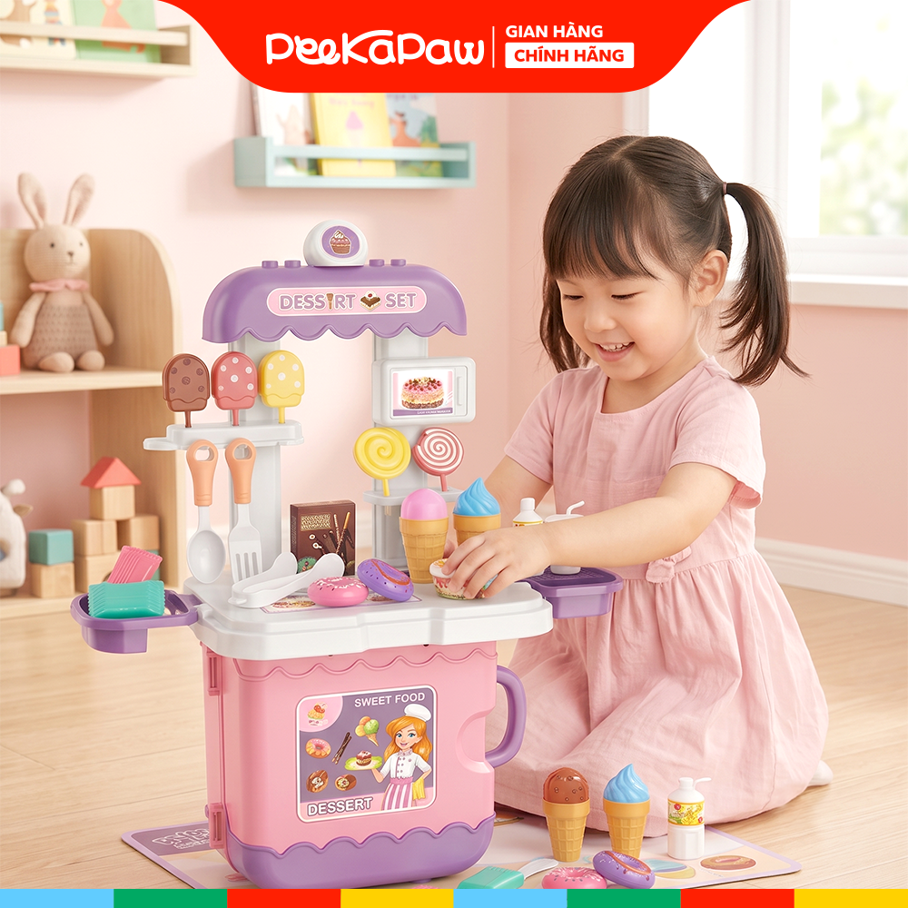 Vali đồ chơi tiệm kem và bánh ngọt 29 chi tiết 0412-11A PeeKaPaw Toys
