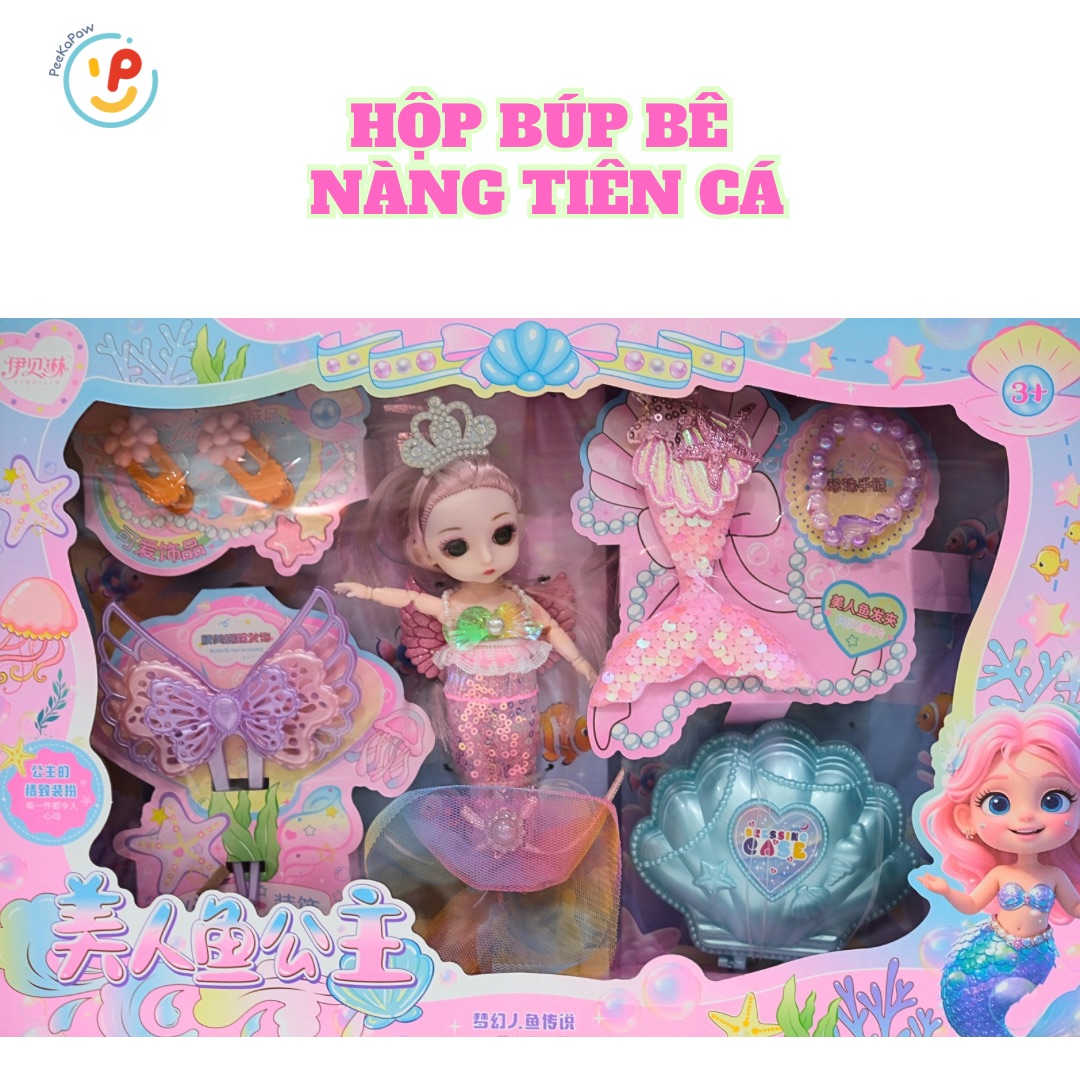 Búp bê nàng tiên cá và phụ kiện váy xinh đẹp 42cm 007-223 PeeKaPaw Toys