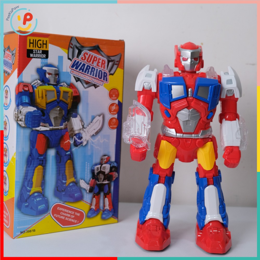 Robot siêu nhân có đèn âm thanh xoay 360 độ 3827 PeeKaPaw Toys