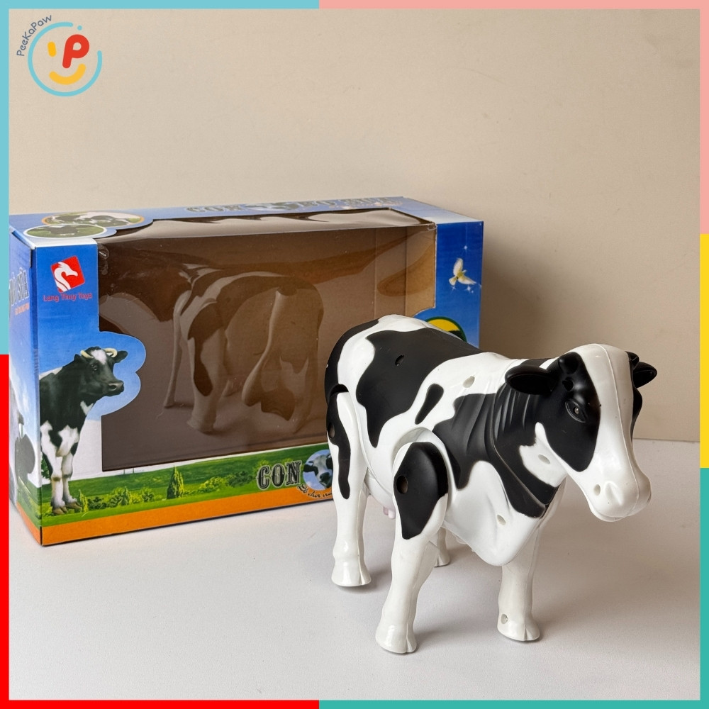 Mô hình bò sữa đồ chơi có đèn và âm thanh hàng Việt Nam PeeKaPaw Toys