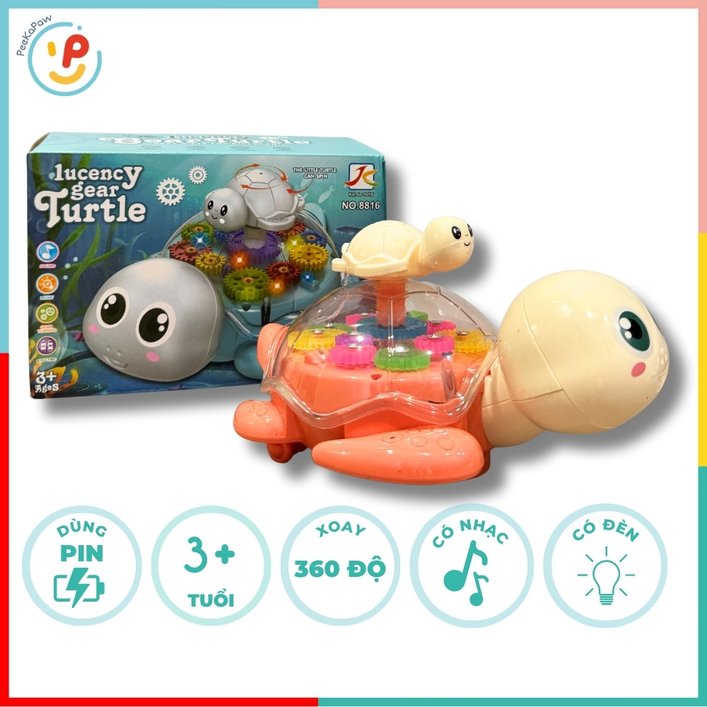 Đồ chơi rùa mẹ và rùa con trong suốt có đèn nhạc 8816 PeeKaPaw Toys