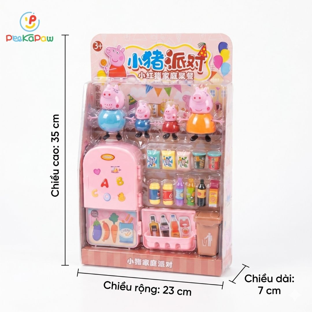 Vỉ đồ chơi nhà bếp gia đình Heo hồng mở tiệc party 2213 PeeKaPaw Toys