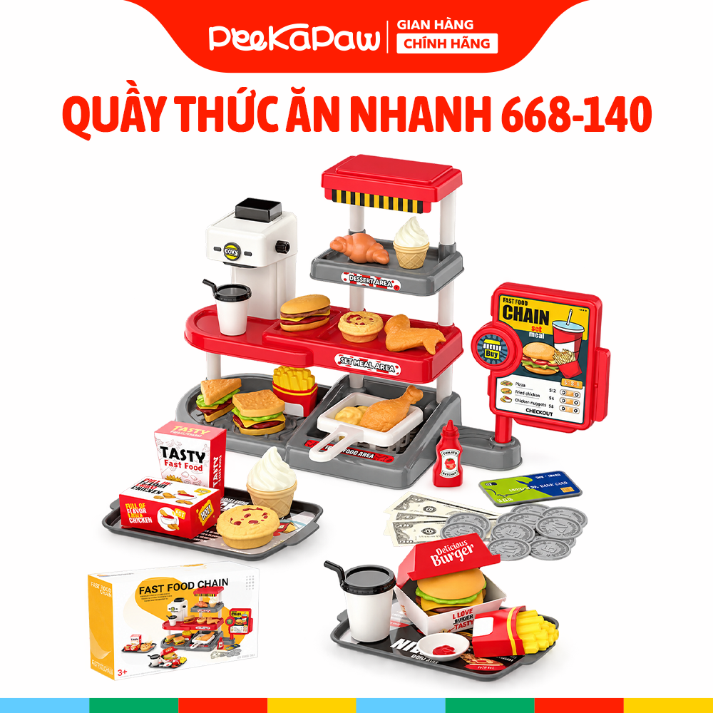 Đồ chơi cửa hàng thức ăn nhanh máy cafe dùng pin có âm thanh 668-140 PeeKaPaw Toys