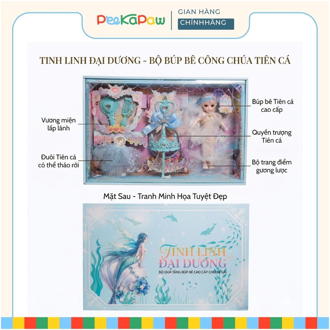 Búp Bê Công Chúa Nàng Tiên Cá 60cm Chủ Đề Đại Dương 598-193 PeeKaPaw Toys