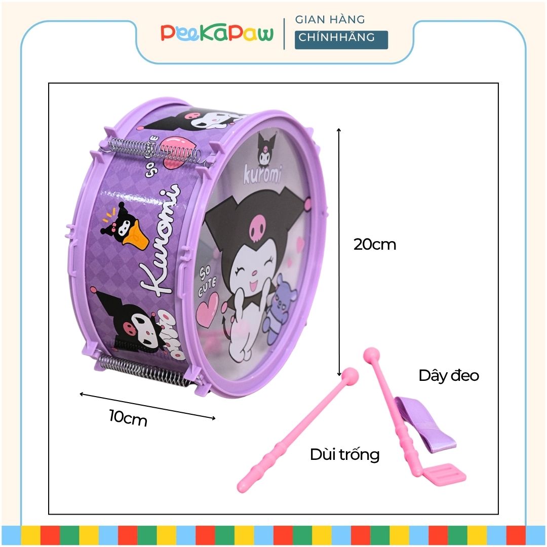 Trống Đồ Chơi Cho Bé Kuromi Melody Kèm Dùi Dây Đeo 9632 PeeKaPaw Toys