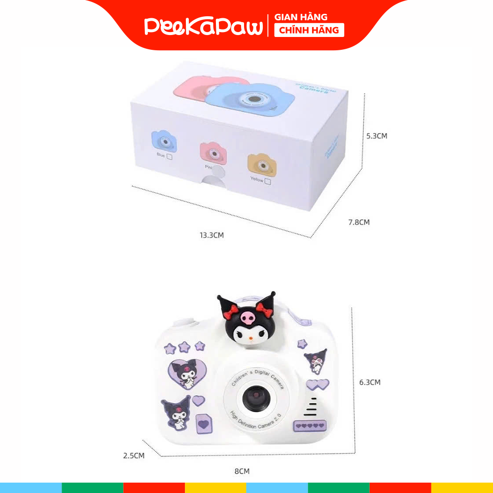 Máy chụp hình Kuromi Cinamoroll Melody đồ chơi 4 chức năng kèm thẻ nhớ 16 GB FQQ-01 PeeKaPaw Toys