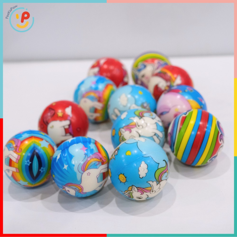 Bóng Mềm Cao Su Đàn Hồi 6cm Hình Kỳ Lân Dễ Thương Túi 12 Trái PeeKaPaw Toys