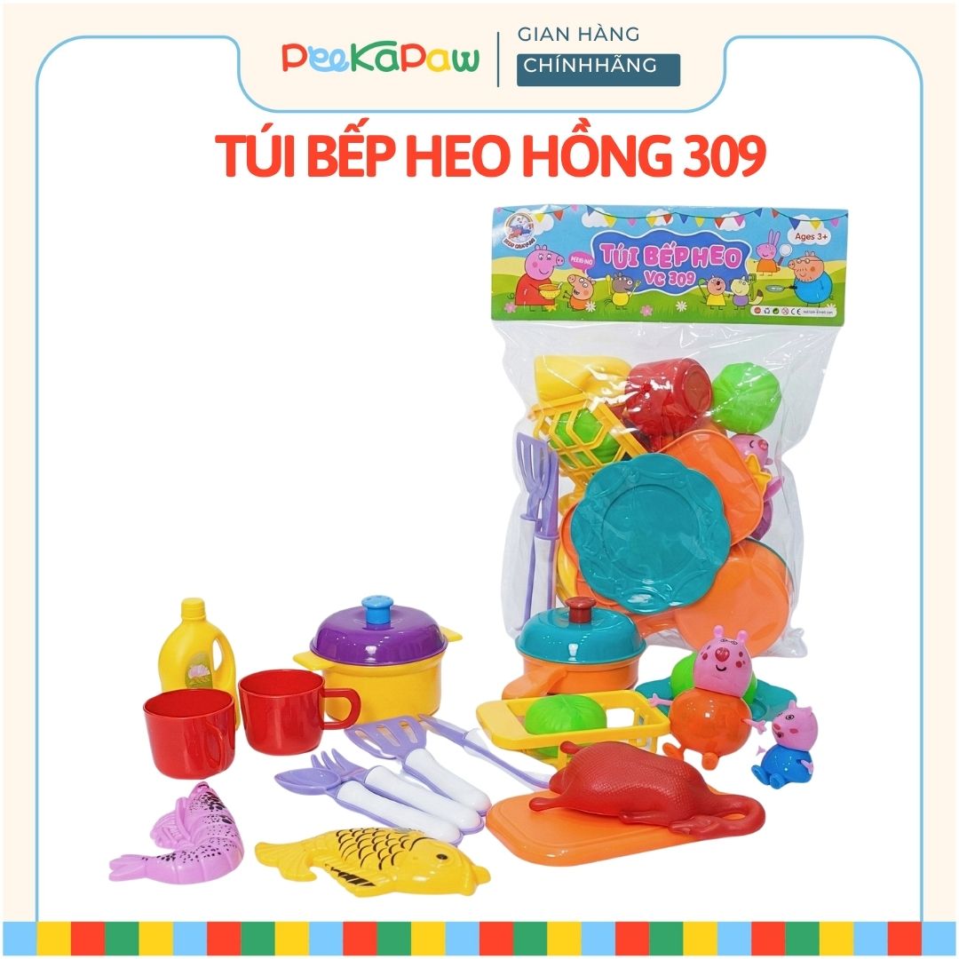 Túi đồ chơi bếp gia đình heo hồng hàng Việt Nam 309 PeeKaPaw Toys