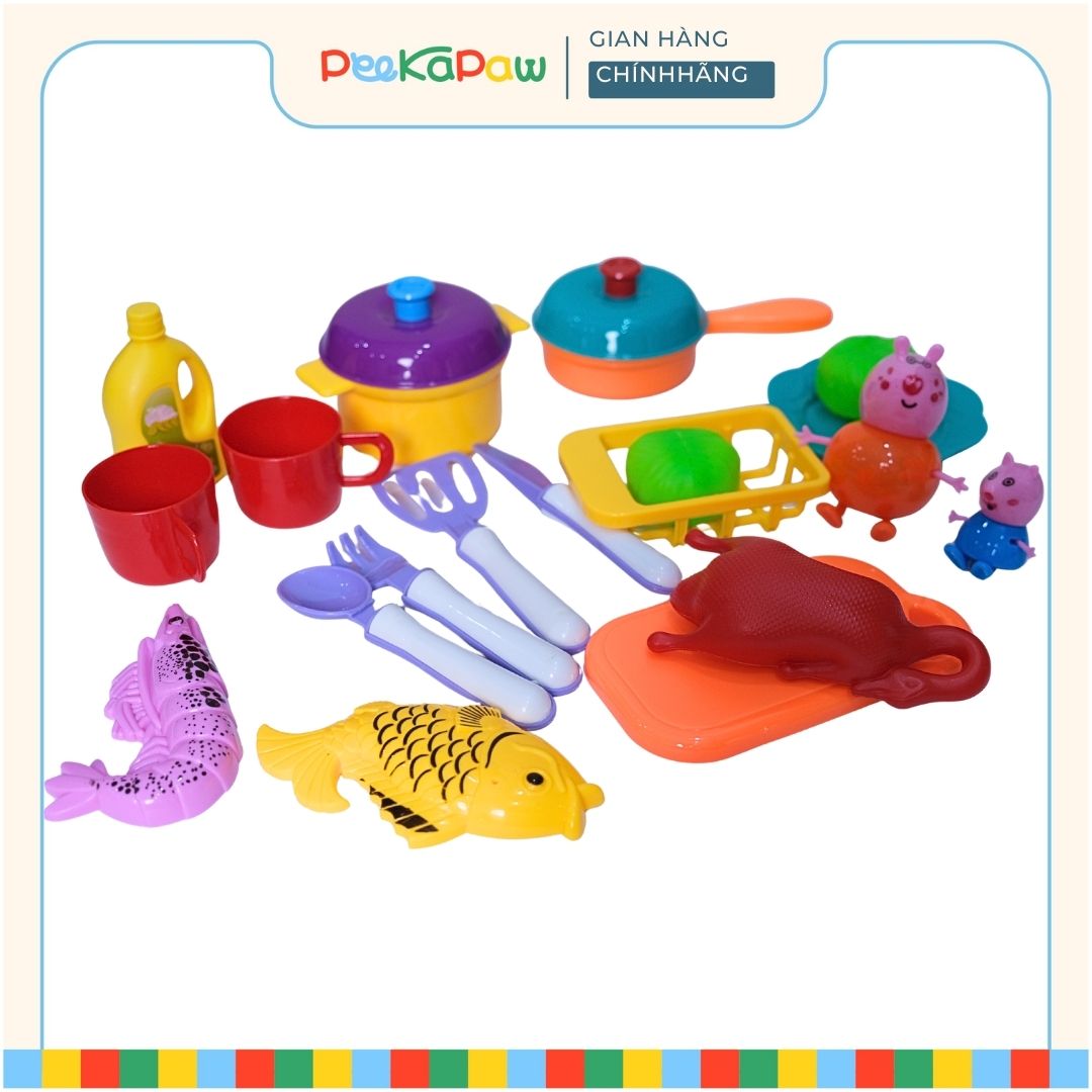 Túi đồ chơi bếp gia đình heo hồng hàng Việt Nam 309 PeeKaPaw Toys