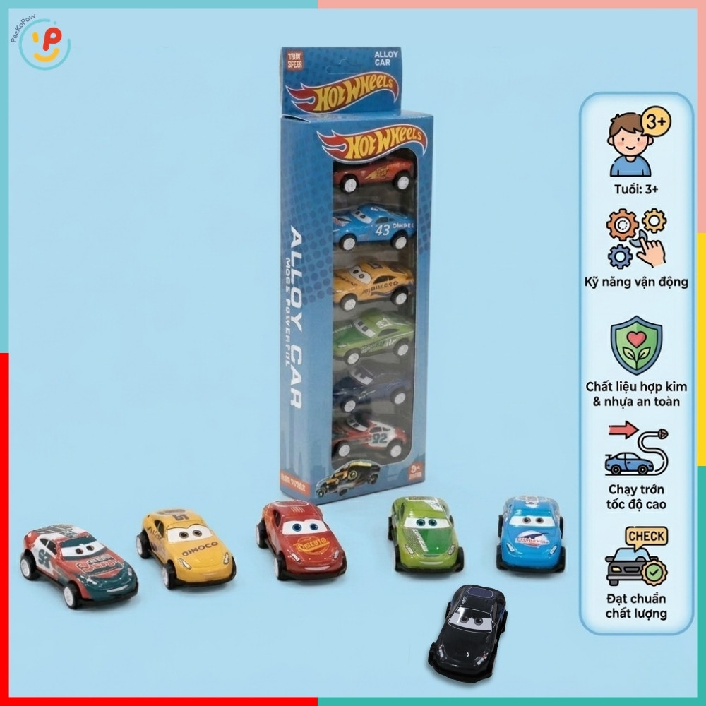 Hộp 6 Xe Thể Thao Mini Chạy Đà Trớn 1038-4 PeeKaPaw Toys