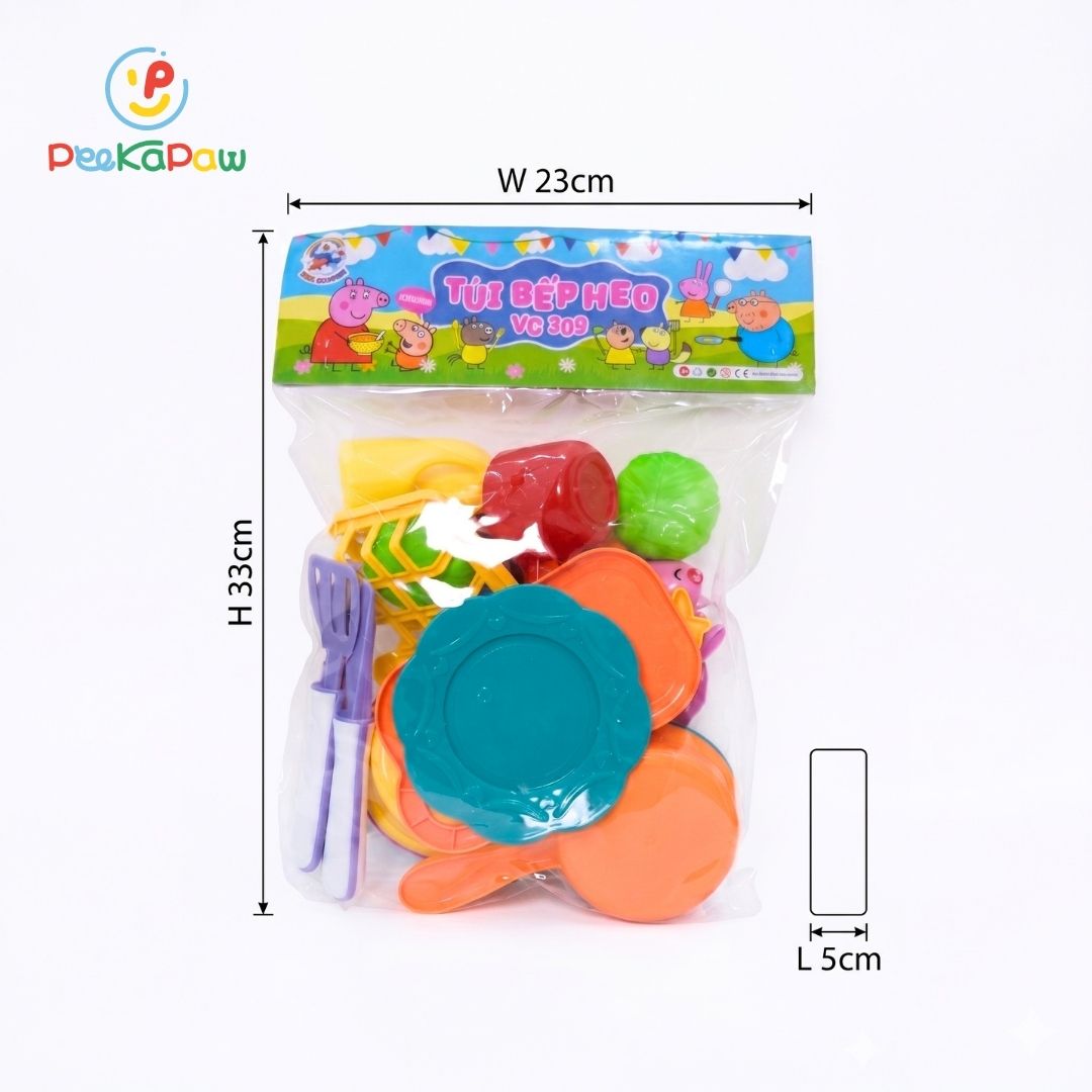 Túi đồ chơi bếp gia đình heo hồng hàng Việt Nam 309 PeeKaPaw Toys