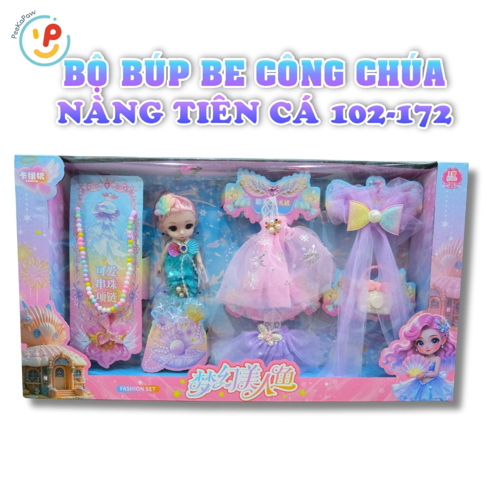 Bộ búp bê công chúa 102-172 kèm váy phụ kiện thời trang xinh xắn – PeeKaPaw Toys