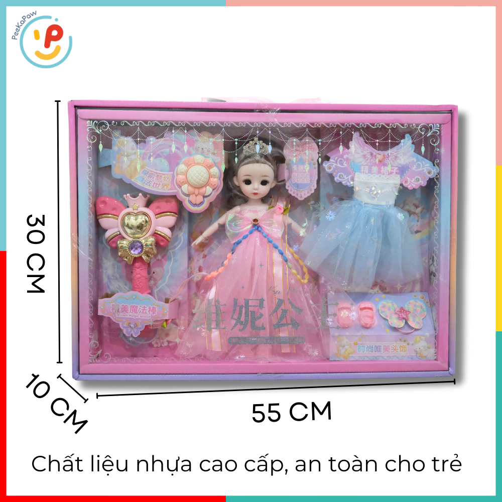 Bộ búp bê công chúa 102-168 kèm váy phụ kiện phép thuật xinh xắn – PeeKaPaw Toys