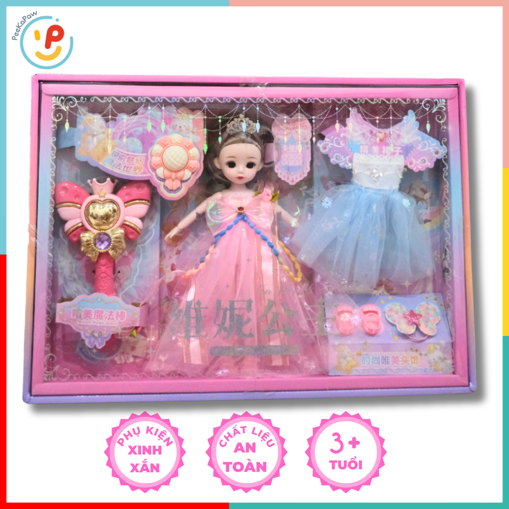 Bộ búp bê công chúa 102-168 kèm váy phụ kiện phép thuật xinh xắn – PeeKaPaw Toys