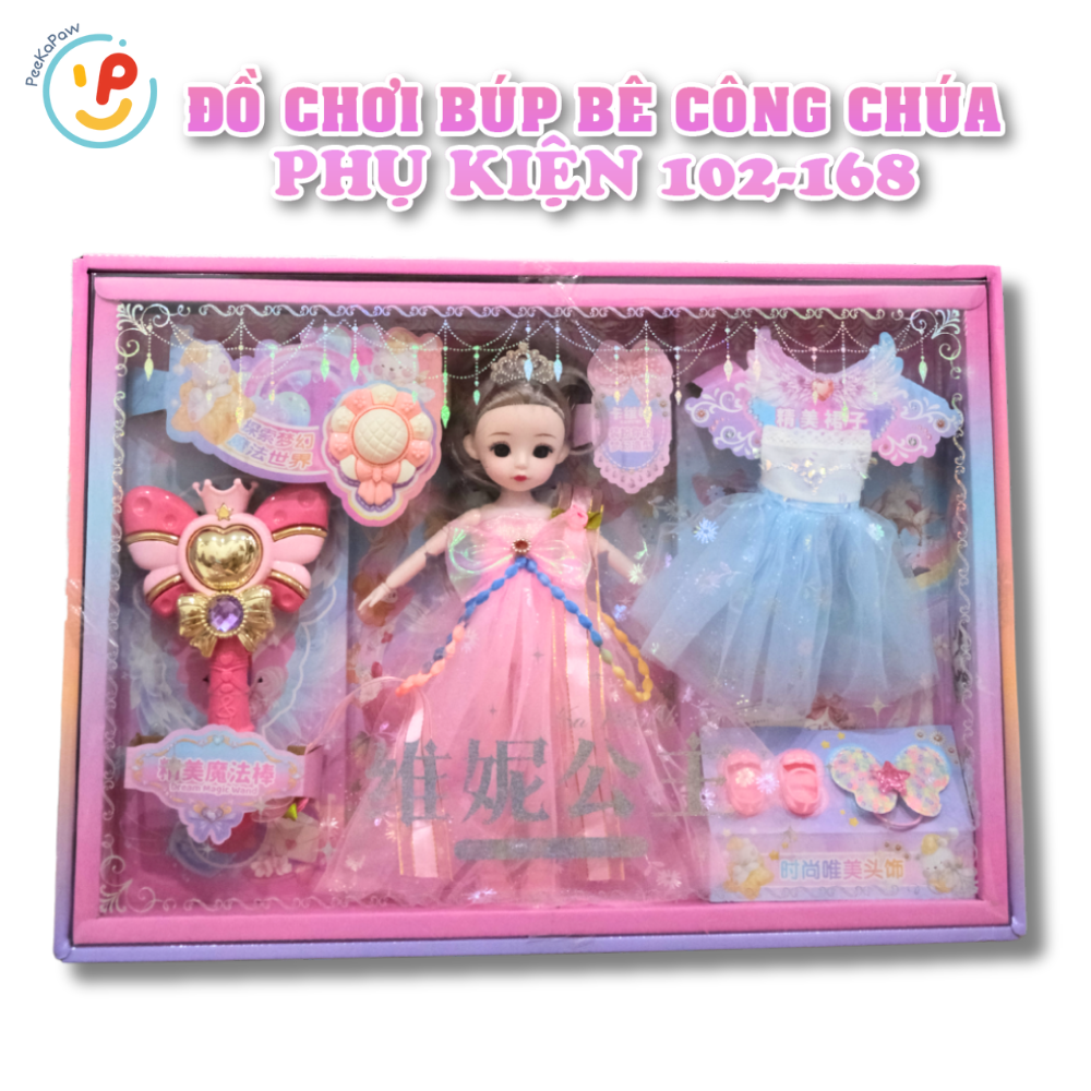 Bộ búp bê công chúa 102-168 kèm váy phụ kiện phép thuật xinh xắn – PeeKaPaw Toys