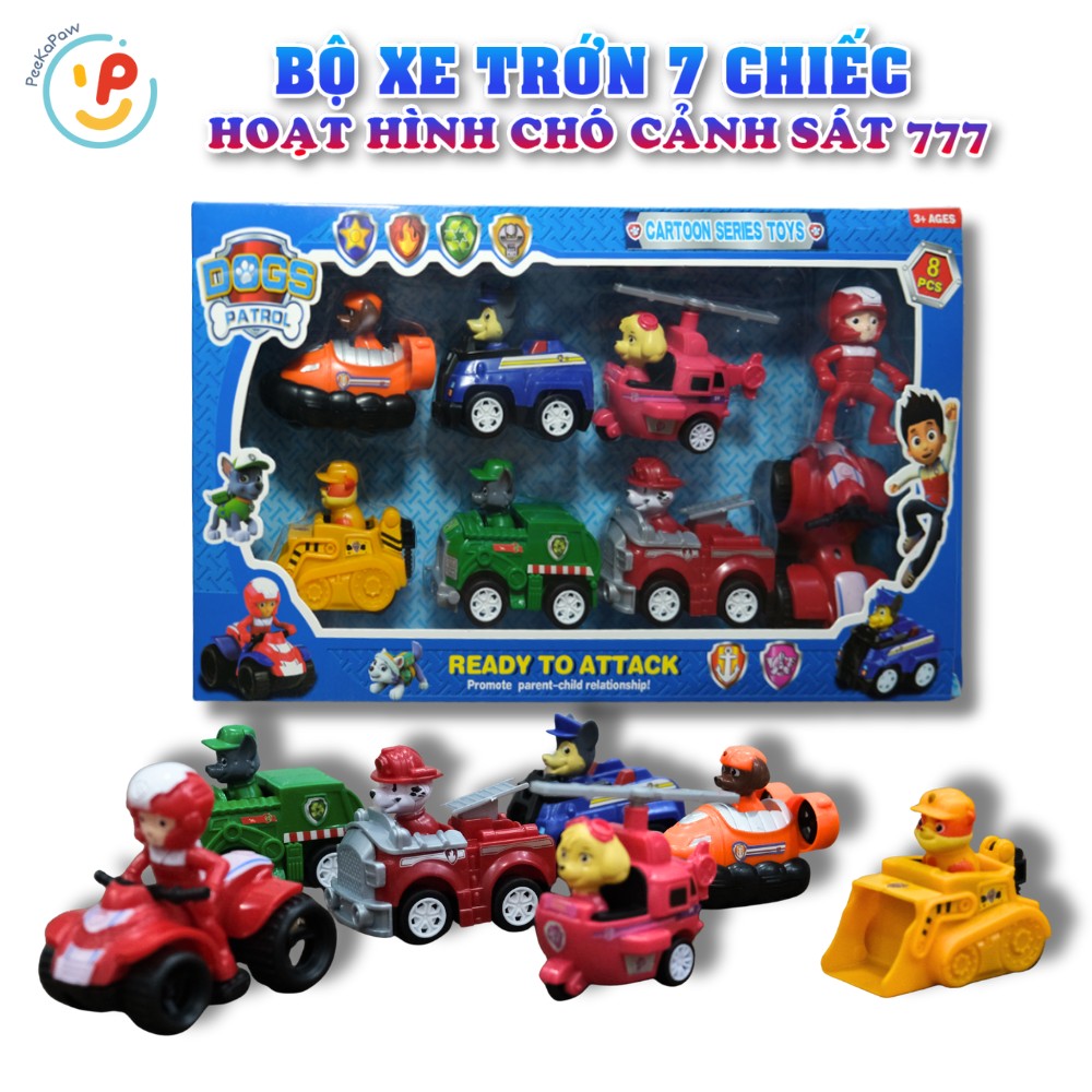 Bộ xe trớn 7 chiếc hoạt hình Biệt đội chó cảnh sát Labrador 777 - PeeKaPaw Toys