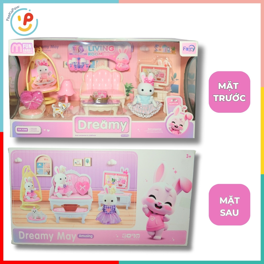 Đồ chơi búp bê nhà thỏ Dreamy 6619 và phụ kiện phòng khách - PeeKaPaw Toys