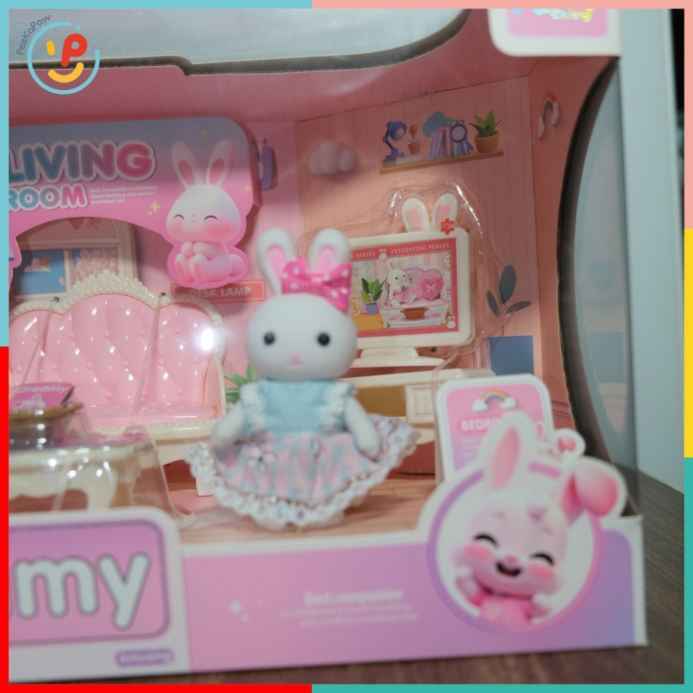 Đồ chơi búp bê nhà thỏ Dreamy 6619 và phụ kiện phòng khách - PeeKaPaw Toys