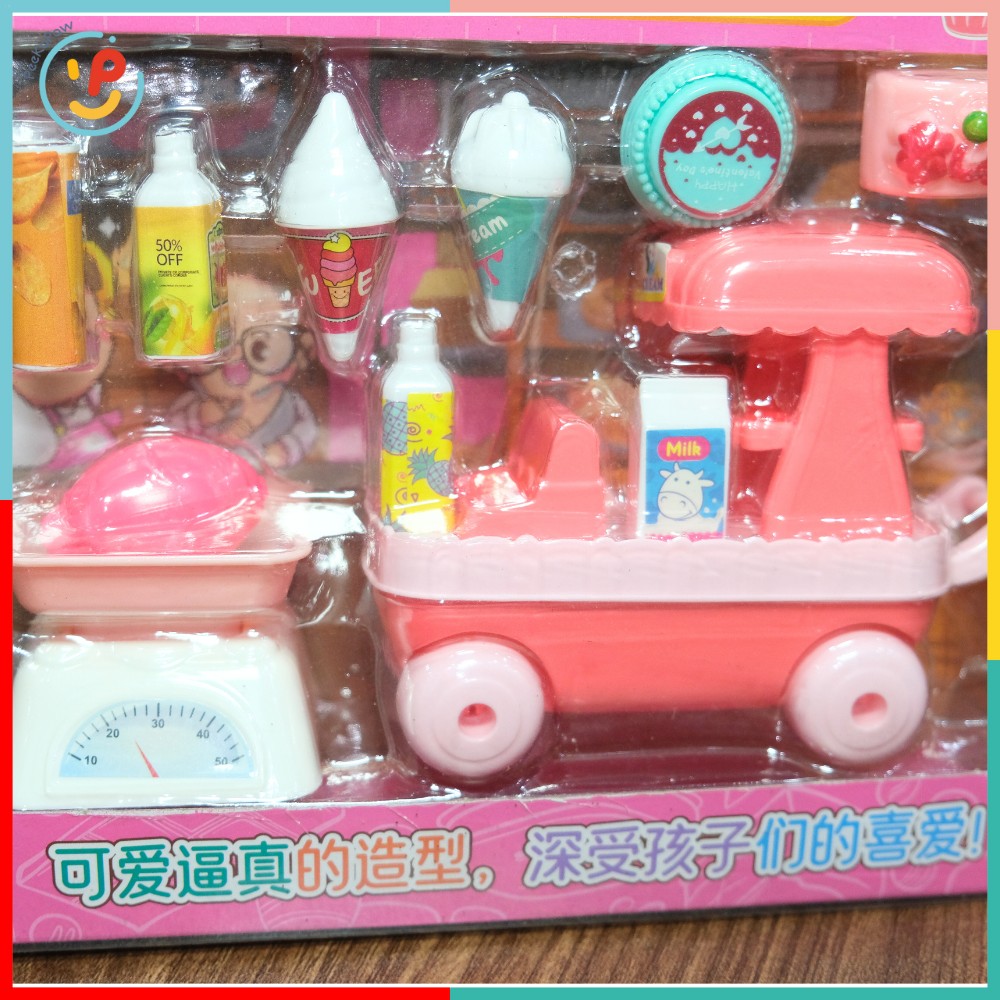 Bộ đồ chơi xe đẩy đồ ăn nhanh 1618-101 kèm phụ kiện siêu thị mini – PeeKaPaw Toys