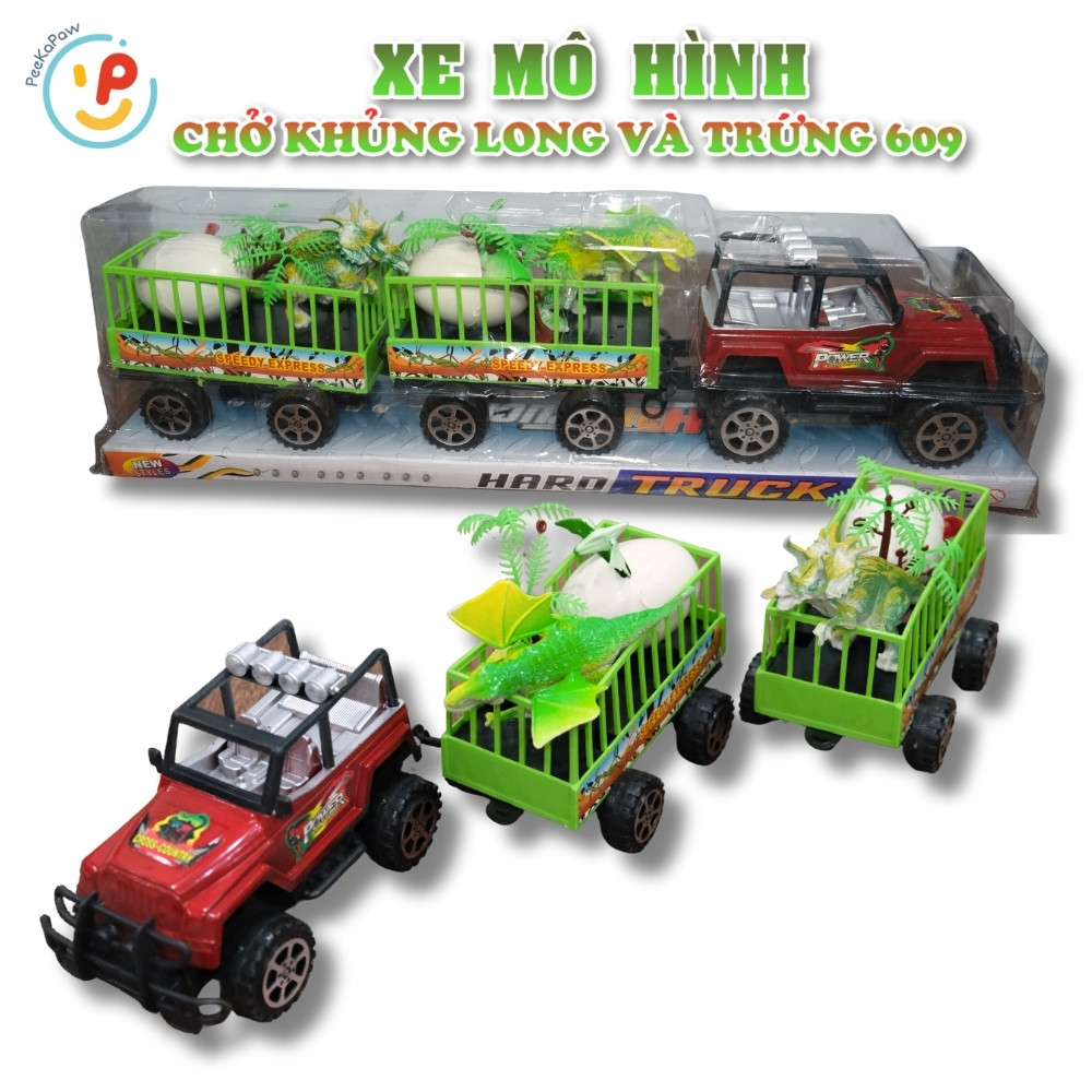 Xe mô hình chở khủng long và trứng khủng long 906-126 - PeeKaPaw Toys