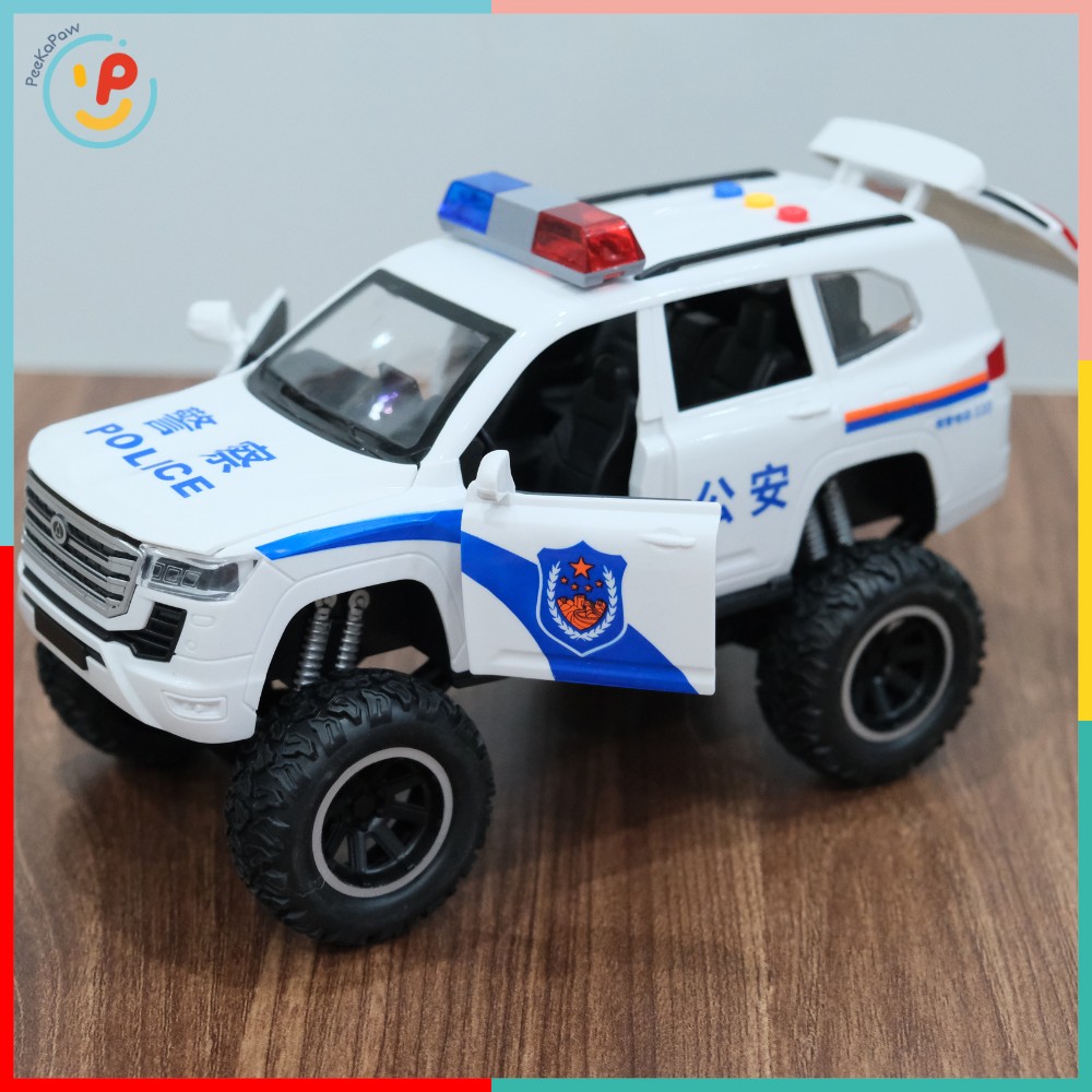 Đồ chơi xe cảnh sát chạy trớn mở đóng cửa 6891 có đèn nhạc âm thanh chất liệu cao cấp PeeKaPaw Toys