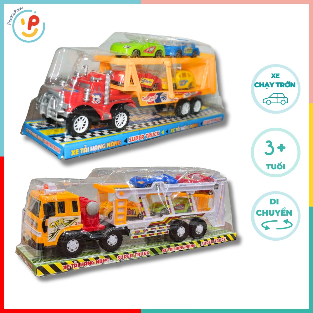 Mô hình xe tải chở ô tô 8305 8301 kèm 4 xe nhỏ chạy trớn – PeeKaPaw Toys