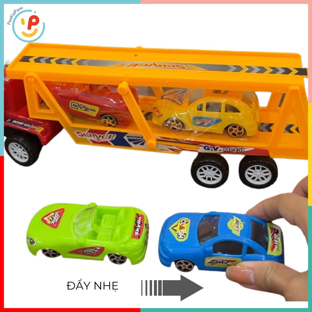 Mô hình xe tải chở ô tô 8305 8301 kèm 4 xe nhỏ chạy trớn – PeeKaPaw Toys