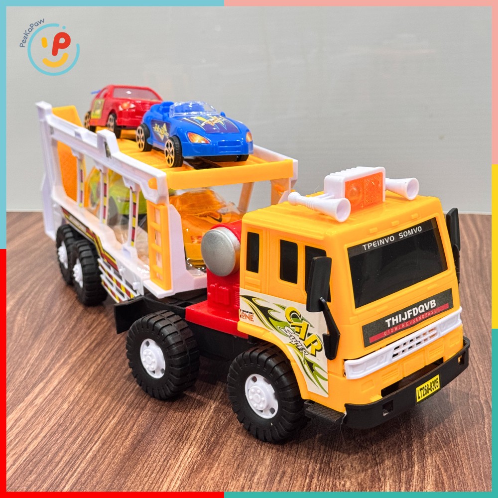 Mô hình xe tải chở ô tô 8305 8301 kèm 4 xe nhỏ chạy trớn – PeeKaPaw Toys