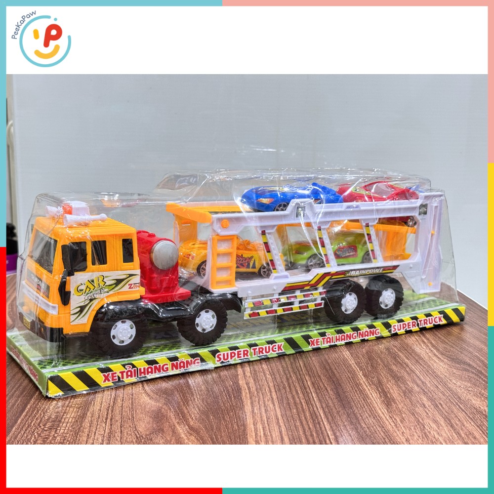 Mô hình xe tải chở ô tô 8305 8301 kèm 4 xe nhỏ chạy trớn – PeeKaPaw Toys
