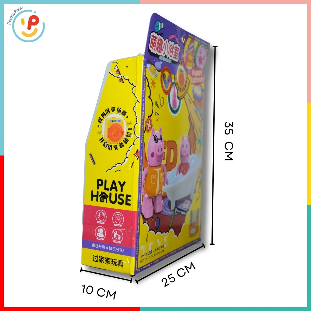 Bộ đồ chơi gia đình heo hồng 8800-11 Play House kèm phụ kiện nhà tắm PeeKaPaw Toys