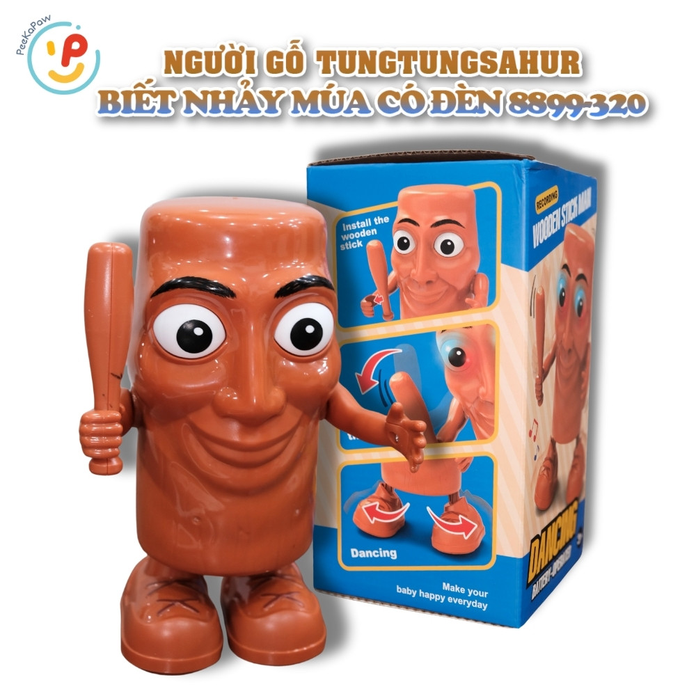 Đồ Chơi Người Gỗ TungTungSahur Biết Nhảy Múa Có Đèn 8899-320 – Peekapaw Toys